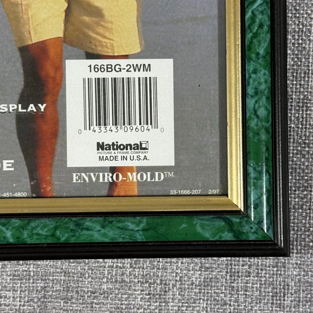 VTG National Picture Frame 8x10 Green Gold Marble 1997 Office Family Decor NOS